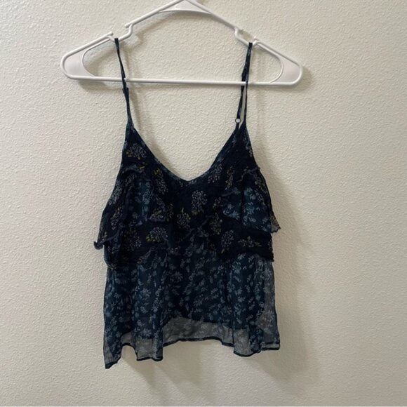 Free people let tank top floral blue small - Picture 1 of 3
